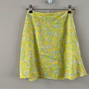 Abound floral a line mini skirt ladies size xs yellow retro